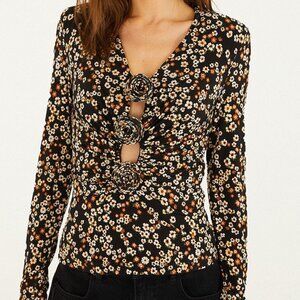 NWT Black Flower Blouse